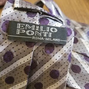 Emilio Ponti Grey and Purple Dot Tie